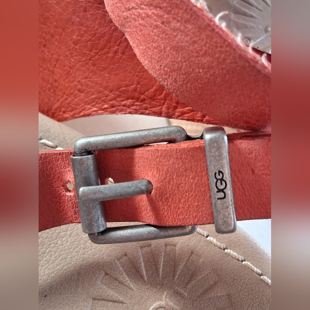 Ugg Red Slingback Open Toe Leather Sample Sandles… - image 7